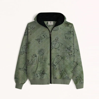 Texture Printed Toddler Zipper Hood